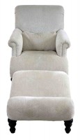Chenille Upholstered Chair & Ottoman