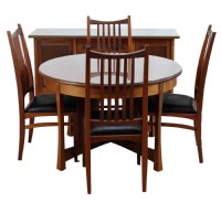 Mission Style Dining Table,Chairs & Server