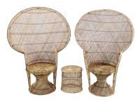 Vintage Bamboo Peacock Chair Set