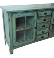 Distressed Green Media Cabinet