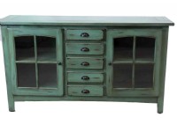 Distressed Green Media Cabinet