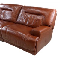 Light Brown Leather Power Reclining Sofa