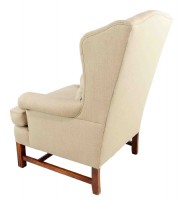 Custom Upholstered brown highback arm chair