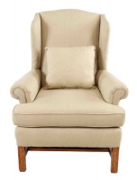 Custom Upholstered brown highback arm chair