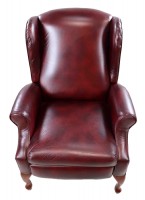 Red Maroon Leather Queen Anne Style Recliner