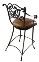 A Pair of Wrought Iron Counter Stools