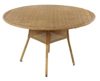 Round Wicker Table & Six Rattan Chairs