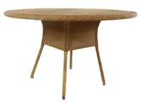 Round Wicker Table & Six Rattan Chairs
