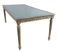 Shabby Chic Pale Green Glass Top Dining Table