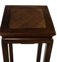 Walnut & Rattan Vase Stand