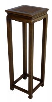 Walnut & Rattan Vase Stand