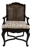 Pair of French Carved Canned Arm Chairs