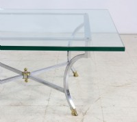 Brass & Chrome Glass Top Cocktail Table