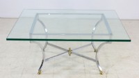 Brass & Chrome Glass Top Cocktail Table