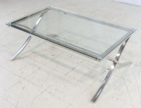 Contemporary Glass and Chrome Cocktail Table