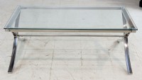 Contemporary Glass and Chrome Cocktail Table