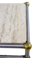 Metal and Brass coffee table with travertine top