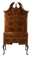 Antique Burled Bonnet Highboy