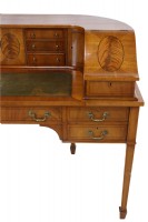 Curved Inlaid Leather Top Writing Desk