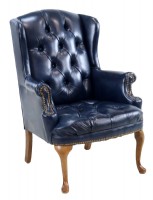 Tufted Leather WIng Chair