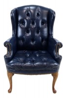 Tufted Leather WIng Chair