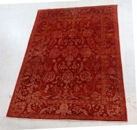 Orange Red SIlk &  Wool Tabriz Area Rug