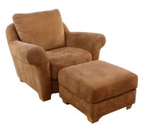 Light Brown Microsuede Chair & Ottoman