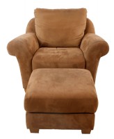 Light Brown Microsuede Chair & Ottoman