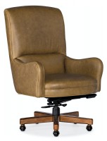 Light Brown Leather Swivel Desk Chair