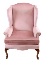 Blush Velvet Upholstered Wingback Chair