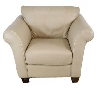 Italsofa Tan Leather Chair & Ottoman