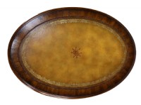 Embossed Leather Top Oval Table