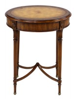 Embossed Leather Top Oval Table