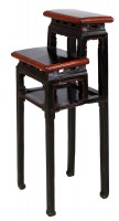 Asian Style Black & Red Painted Pedestal Stand