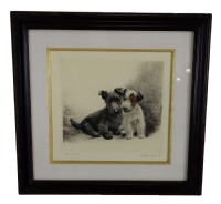 Original Etching of Two Terriers