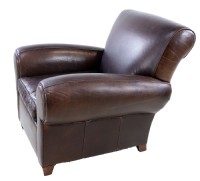 Pair of Brown Leather Club Chairs