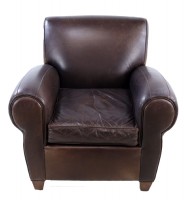 Pair of Brown Leather Club Chairs