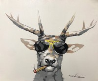 Deer Smoking Cigar Painting