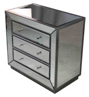 Three Drawer Mirrored Chest