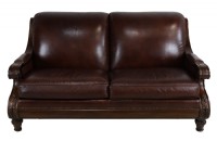 Brown Two Cushion Leather Sofa