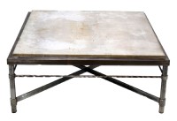 Polished Metal Stone Top Cocktail Table