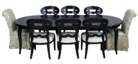 Black Painted Oval Dining Set