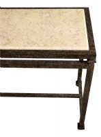 Long metal and stone top console table