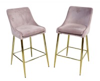 Pair of Mauve Velour Bar Stools