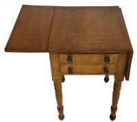 Antique Tiger Maple Drop Leaf Work Table