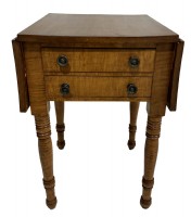 Antique Tiger Maple Drop Leaf Work Table