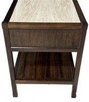 Travertine Top Walnut End Table
