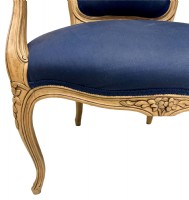 Pair of Navy Blue French Bergere Chairs