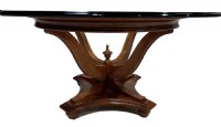 Glass Top Wooden Base Round OccasionalTable