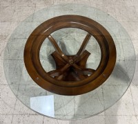 Glass Top Wooden Base Round OccasionalTable